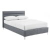 Agneza Faux Leather King Size Bed In Grey With Chrome T Legs