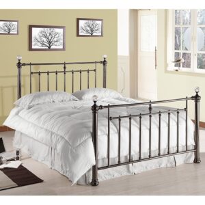 Alexander Black Metal King Size Bed With Crystal Finials