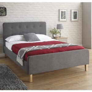 Alkham Fabric Upholstered King Size Bed In Grey