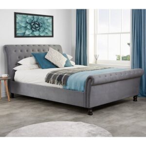 Opulent Fabric King Size Bed In Grey