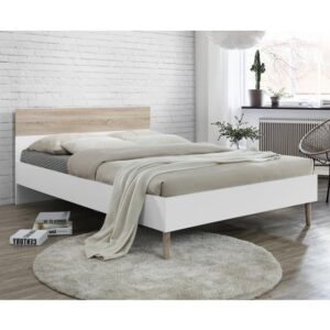 Appleton Wooden King Size Bed In White And Oak Effect