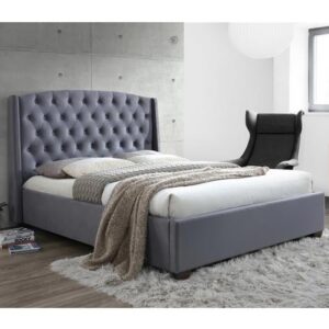 Balmorals Fabric Double Bed In Grey