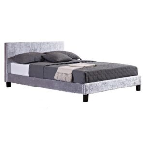 Berlins Fabric King Size Bed In Steel Crushed Velvet