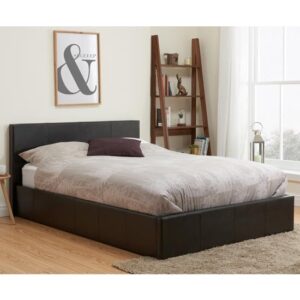 Berlins Faux Leather Ottoman Double Bed In Brown