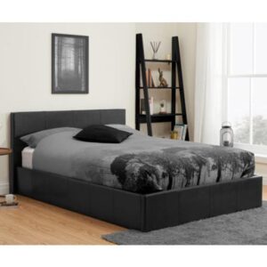 Berlins Faux Leather Ottoman King Size Bed In Black