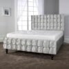 Breslin Stylish Bed In Glitz Ice With Baroque Wooden Feet