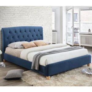 Brampton Fabric King Size Bed In Midnight Blue