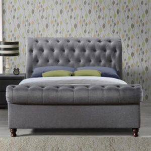 Castella Fabric King Size Bed In Grey