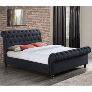 Castella Fabric Super King Size Bed In Charcoal