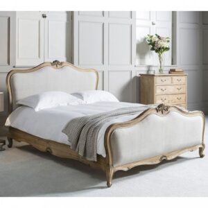 Chia Fabric Super King Size Bed In Weathered