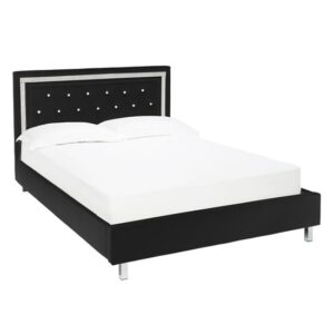 Crystallex Faux Leather Double Bed In Black