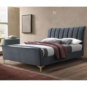 Claver Fabric King Size Bed In Grey