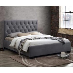 Colognes Fabric Double Bed In Grey