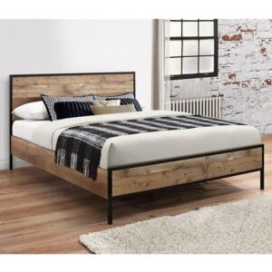 Urbana Wooden King Size Bed In Rustic