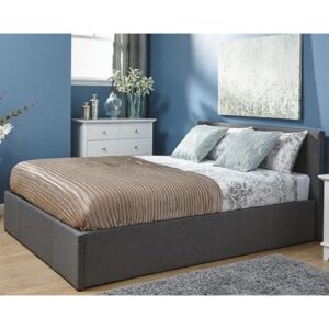 Eltham End Lift Ottoman Fabric King Size Bed In Grey