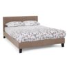 Evelyn Latte Fabric Upholstered Double Bed