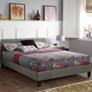 Evelyn Steel Fabric Upholstered King Size Bed