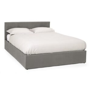 Evelyn Steel Fabric Upholstered Ottoman Double Bed