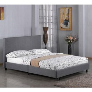 Feray Linen Fabric King Size Bed In Grey