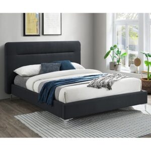 Finns Fabric King Size Bed In Charcoal
