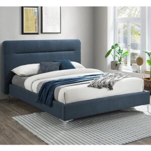 Finns Fabric King Size Bed In Steel Blue
