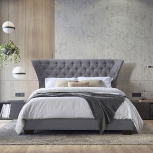 Georgia Fabric King Size Bed In Grey