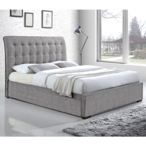 Hamilton Fabric Upholstered Double Bed In Light Grey