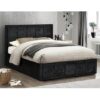 Hannover Ottoman Fabric King Size Bed In Black Crushed Velvet