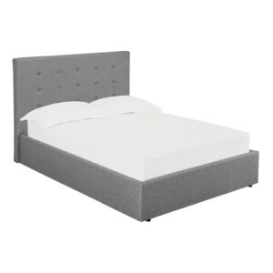 Lowick Linen Fabric King Size Bed In Grey