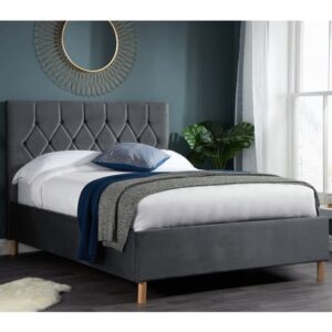 Laxly Fabric Double Bed In Grey