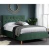 Loxley Fabric Upholstered Double Ottoman Bed In Green