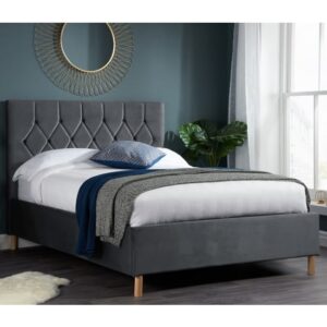 Laxly Fabric Ottoman Double Bed In Grey