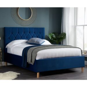 Loxley Fabric Upholstered King Size Ottoman Bed In Blue