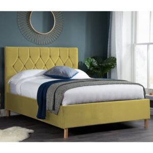 Laxly Fabric Ottoman King Size Bed In Mustard