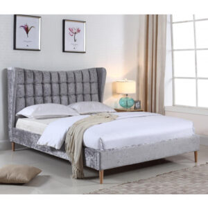 Maile Crushed Velvet Double Bed In Silver