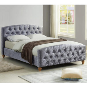 Malise Crushed Velvet Double Bed In Silver