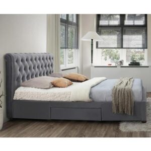 Marlowe Fabric Storage Super King Bed In Grey