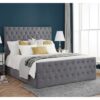 Marquis Ottoman Fabric King Size Bed In Grey Velvet