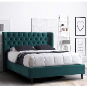 Mallor Tactile Fabric King Size Bed In Green