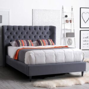 Mallor Tactile Fabric King Size Bed In Grey