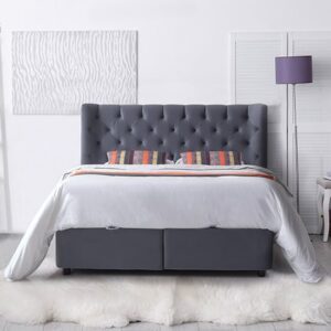 Mallor Tactile Fabric Storage King Size Bed In Grey