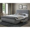 Melrose Fabric King Size Bed In Grey With 2 Drawers