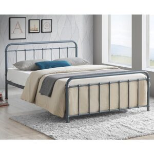 Miami Victorian Style Metal Double Bed In Grey