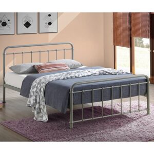 Miami Victorian Style Metal Double Bed In Pebble