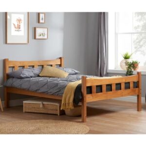 Miamian Wooden Double Bed In Antique Pine