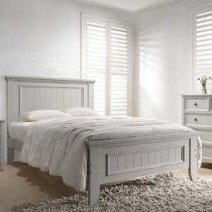 Mala Panelled Wooden Double Bed In Clay