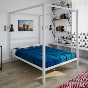 Modena Metal Canopy Double Bed In White
