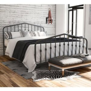 Brunswick Metal King Size Bed In Grey