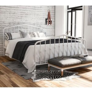 Brunswick Metal King Size Bed In White