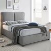 Oakland Fabric King Size Bed In Light Grey With Dark Oak Legs